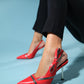 Glen - Red Zipper-Detail High Heel Shoe (Women)