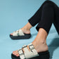 Olava - Beige Buckle Thick-Soled Slide (Women)