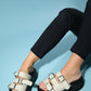 Olava - Beige Buckle Thick-Soled Slide (Women)