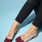 Lasy - Burgundy-Beige Patent Heeled Sandal (Women)