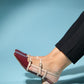 Lasy - Burgundy-Beige Patent Heeled Sandal (Women)