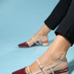 Lasy - Burgundy-Beige Patent Heeled Sandal (Women)