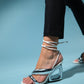 Creed - White-Silver Ankle-Tie High Heel Shoe (Women)