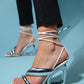 Creed - White-Silver Ankle-Tie High Heel Shoe (Women)