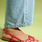 Pelops - Red Backless Pointed Toe Ballet Flat (Women)