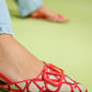Pelops - Red Backless Pointed Toe Ballet Flat (Women)