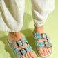 Lanso - Beige Jeweled Double Strap Slide (Women)