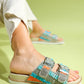 Lanso - Beige Jeweled Double Strap Slide (Women)