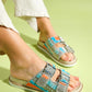 Lanso - Beige Jeweled Double Strap Slide (Women)