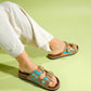 Lanso - Cognac Jeweled Double Strap Slide (Women)