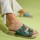 Lanso - Green Jeweled Double Strap Slide (Women)