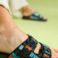 Lanso - Black Jeweled Double Strap Slide (Women)