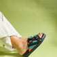 Lanso - Black Jeweled Double Strap Slide (Women)