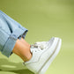 Jersey - White Pearl-Embellished Hidden Wedge Sneaker (Women)