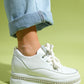 Jersey - White Pearl-Embellished Hidden Wedge Sneaker (Women)