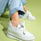 Jersey - White Pearl-Embellished Hidden Wedge Sneaker (Women)