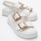 Slope White Double Strap Flat Sandal (Women)