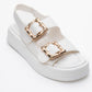 Slope White Double Strap Flat Sandal (Women)