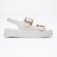 Slope White Double Strap Flat Sandal (Women)