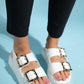 Slope White Double Strap Flat Sandal (Women)