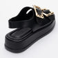 Slope Black Double Strap Flat Sandal (Women)