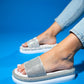 Oeste White Rhinestone Platform Slide (Women)