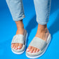 Oeste White Rhinestone Platform Slide (Women)