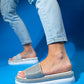 Oeste White Rhinestone Platform Slide (Women)