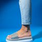 Oeste White Rhinestone Platform Slide (Women)