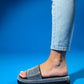 Oeste Black Rhinestone Platform Slide (Women)