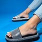 Oeste Black Rhinestone Platform Slide (Women)