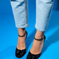 Julia - Black Patent Round-Toe Ankle-Tie High Heel Shoe (Women)