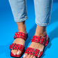 Blob Sandal - Red Patent Silver Buckle