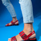 Blob - Red Patent Silver Buckle Sandal (Women)