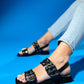 Blob Sandal - Black Gold Buckle