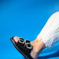 Dungeon - Black Knit Double Strap Stone Buckle Slide (Women)