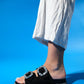 Dungeon - Black Knit Double Strap Stone Buckle Slide (Women)
