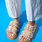 Harmony - Beige Gold Double Strap Slide (Women)