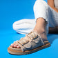 Harmony - Beige Gold Double Strap Slide (Women)