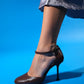 Julia - Brown Round Toe Ankle-Tie High Heel Shoe (Women)