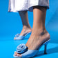 Jempy - Light Denim Blue Floral Heeled Mule (Women)