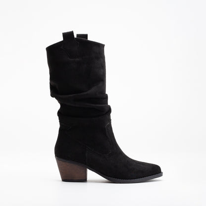 black vegan western boots, cruelty-free black cowboy boots, vegan leather black western boots, black cowboy ankle boots, sustainable black western boots, eco-friendly black cowboy boots, vegan suede black western boots, black rancher boots, animal-free black western footwear, midnight-tone vegan boots