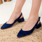 Emma - Blue Velvet Slingback Shoes
