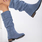 Maribel - Blue Suede Slouchy Boots