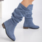 Maribel - Blue Suede Slouchy Boots