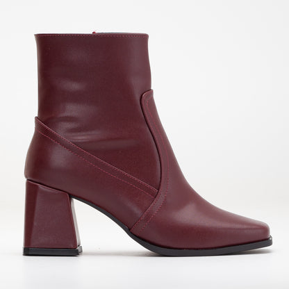 Maya - Burgundy Matt Ankle Boots