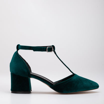 Anicette - Green Velvet Mary Jane Shoes