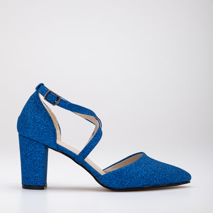 Sina - Bright Blue Glitter Heels