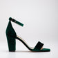 Ariadne - Green Velvet Sandals with Ribbon
