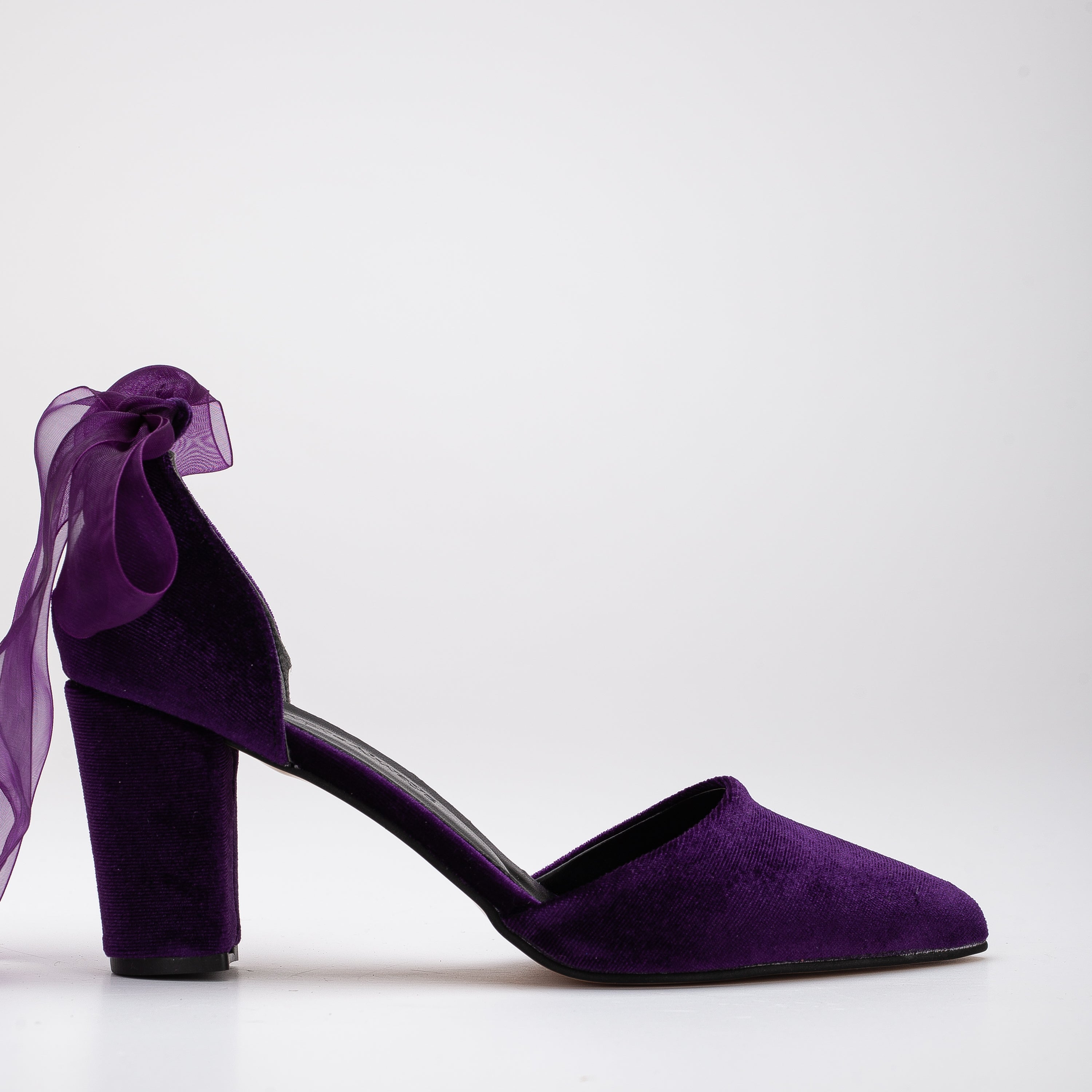 Gisele Purple Velvet Shoes with Ribbon 6.5 US 4 UK 23cm 37 EU Purple